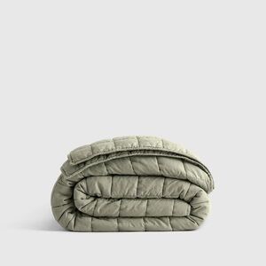 Quince Full/Queen European Linen Box Quilt in Willowleaf